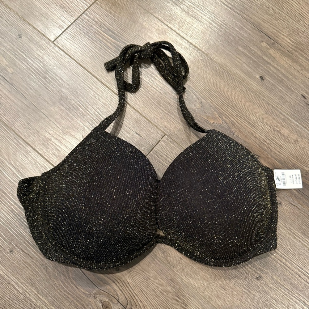 PINK Victoria’s Secret Push Up Glitter Swim Top NWT